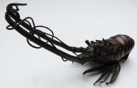 Bronze model of a lobster, possibly Chinese, length 18cm