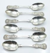 A set of six hallmarked silver King's pattern teaspoons, Newcastle 1875 maker Thomas Sewell, 125g