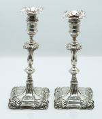 Goldsmiths and Silversmiths Company pair of Edward VII hallmarked silver candlesticks, London