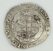 Charles I half crown third horseman clipped, round shield reverse bell mint mark
