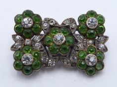 A continental silver and paste brooch, 7 g, L 2cm
