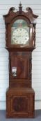 Smallpage, Leeds Victorian longcase clock, the 34.5cm Roman dial spandrel corners painted with