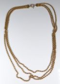 A 9ct gold three strand rope twist necklace, 27g