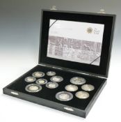 Royal Mint 2009 UK Silver Proof Coin Set, in deluxe case with certificates and booklet 2507,
