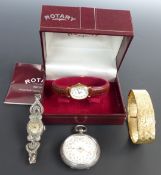 Four ladies wrist and pocket watches comprising Rotary in original box, Accurist, Ormo and a