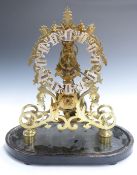 A 19thC single fusee skeleton clock silvered Roman chapter ring