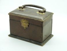 Edwardian leather travelling sewing case in the form of a Gladstone bag, W13 x D7 x H13cm