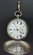 John Forrest of London hallmarked silver full hunter pocket watch with subsidiary seconds dial, gold