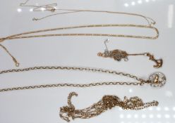 Seven 9ct gold chains/ necklaces, 19.8g