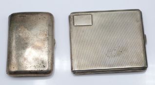 Art Deco hallmarked silver cigarette case, Birmingham 1932 maker Deakin & Francis Ltd, together with