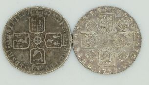 1757 George II sixpence, together with a 1787 George III example with semèe of hearts reverse