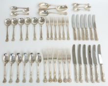 Elizabeth II hallmarked silver King's pattern canteen of cutlery, comprising six dinner forks, six