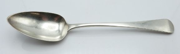 English provinvial hallmarked silver tablespoon, Exeter 1809 maker William Welch II, length 23.