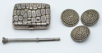 Victorian hallmarked silver purse in the form of a crocodile skin bag, London 1886 maker's mark