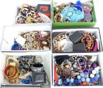 A collection of costume jewellery including beads, silver ring etc