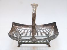 WMF silver plated basket with swing handle, pierced decoration, vacant cartouche and glass base,