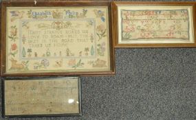 Three 19thC/20thC embroideries including Elizabeth Philip, 1947, largest 29 x 41cm