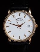 Rotary 9ct gold gentleman's wristwatch ref. 239/32 with date aperture, gold hands and baton markers,