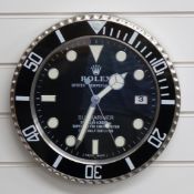 Rolex Oyster Perpetual Date Submariner dealer's shop display or advertising wall clock with date