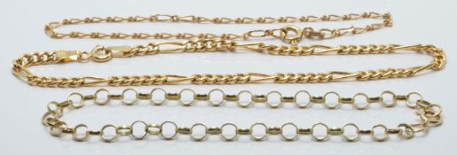 Three 9ct gold bracelets, 4.4g