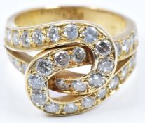 Cartier 18ct gold vintage 'love knot' ring set with 38 round cut diamonds, total diamond weight