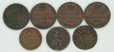 Charles I Maltravers farthing, together with a group of various monarchs farthing fractions,