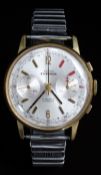 Swiss Emperor gentleman's chronograph wristwatch with black hands, gold baton markers, inset