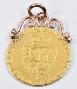 A 1792 Georgian guinea in pendant mount, 9.3g