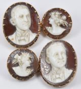 A pair of Victorian cufflinks set with hardstone cameos