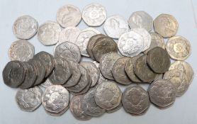 Fifty uncirculated 1973 Accession to the EEC 50p coins