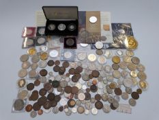 An amateur coin collection in the whole including Jubilee Mint proof three coin set, 1951 crowns and