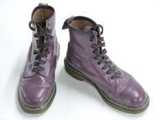 A pair of Air Wair Dr Marten's purple boots, probably size 9