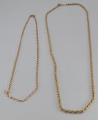 A 9ct gold rope twist necklace and a 9ct gold necklace, 8.0g