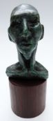 Malcolm Poynter (British, b 1946) bronze head and shoulders study of a man, cast as a gift for a