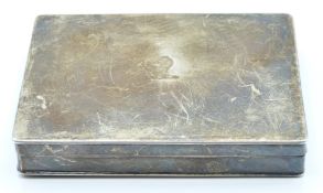 19thC white metal box with gilt wash interior, no visible marks, width 10.5cm, weight 155g