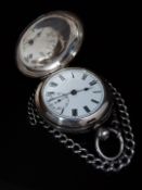 International Watch Company (IWC) hallmarked silver full hunter pocket watch with inset subsidiary