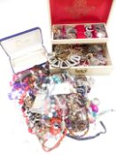 A collection of jewellery including Miracle brooches, Sphinx brooch, vintage necklaces, glass