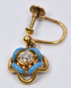 Victorian earring set with an old cut diamond  of approximately 0.2ct and enamel
