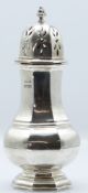 George V hallmarked silver sugar caster of octagonal baluster form, Sheffield 1913 maker's mark ESB,