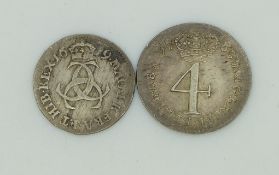 Maundy coins 1679 Charles II Maundy threepence and a 1763 George III young head Maundy fourpence