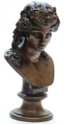 A late 19th/early 20thC bust of Bacchus with ivy garland to hair, height 24.5cm
