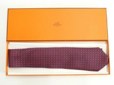Hermès gentleman's silk tie, in original box and outer packaging