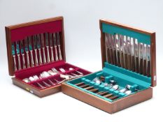 Two six place setting canteens of cutlery, one of retro design