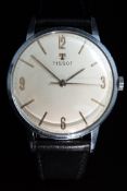 Tissot gentleman's wristwatch ref. 41000-42000-1 with silver hands, numerals, hour markers and dial,