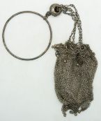 A late 19th/20thC Chinese silver mesh purse / bag, L32cm