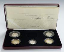 Royal Mint UK 2006 Piedfort Collection, comprising five coins (no crown) cased with certificates and