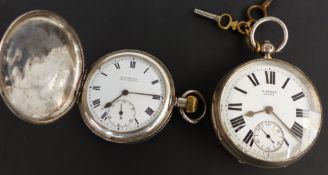 Two hallmarked silver cased pocket watches, one an H.Samuel Manchester keyless winding hunter, the