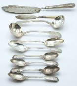 Quantity of Georgian and later hallmarked silver cutlery comprising two Georgian dessert spoons, two