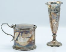 Victorian hallmarked silver mustard, with Cambridge University interest T H D May engraving to lid