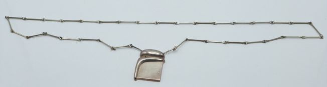 Lapponia Finland silver necklace designed Bjorn Weckstroem, 24.1g